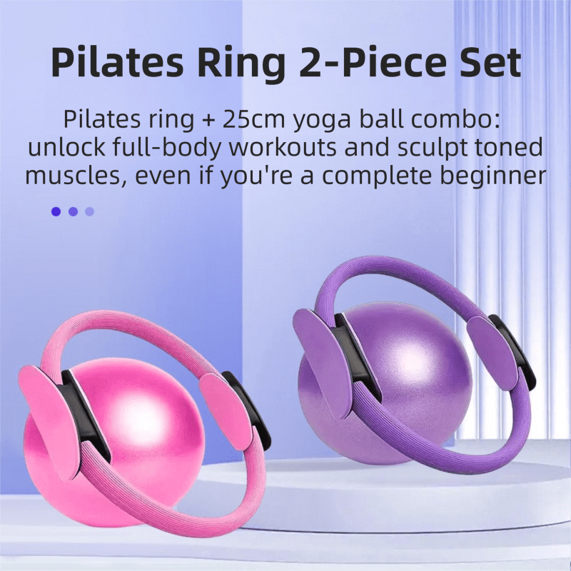 Black Professional Pilates Ring & Yoga Ball Set - Multipurpose Home Fitness Equipment for Whole - Body Core Training & Pelvic Floor Strengthening - SportZone.co.nz