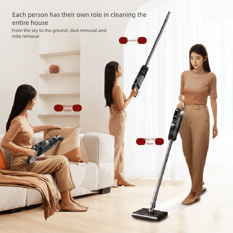 Black Wireless Stick Vacuum Cleaner with 14000Pa Suction, HEPA Filter & 350ml Water Tank for Wet Dry Cleaning, Ideal for Home Use - SportZone.co.nz