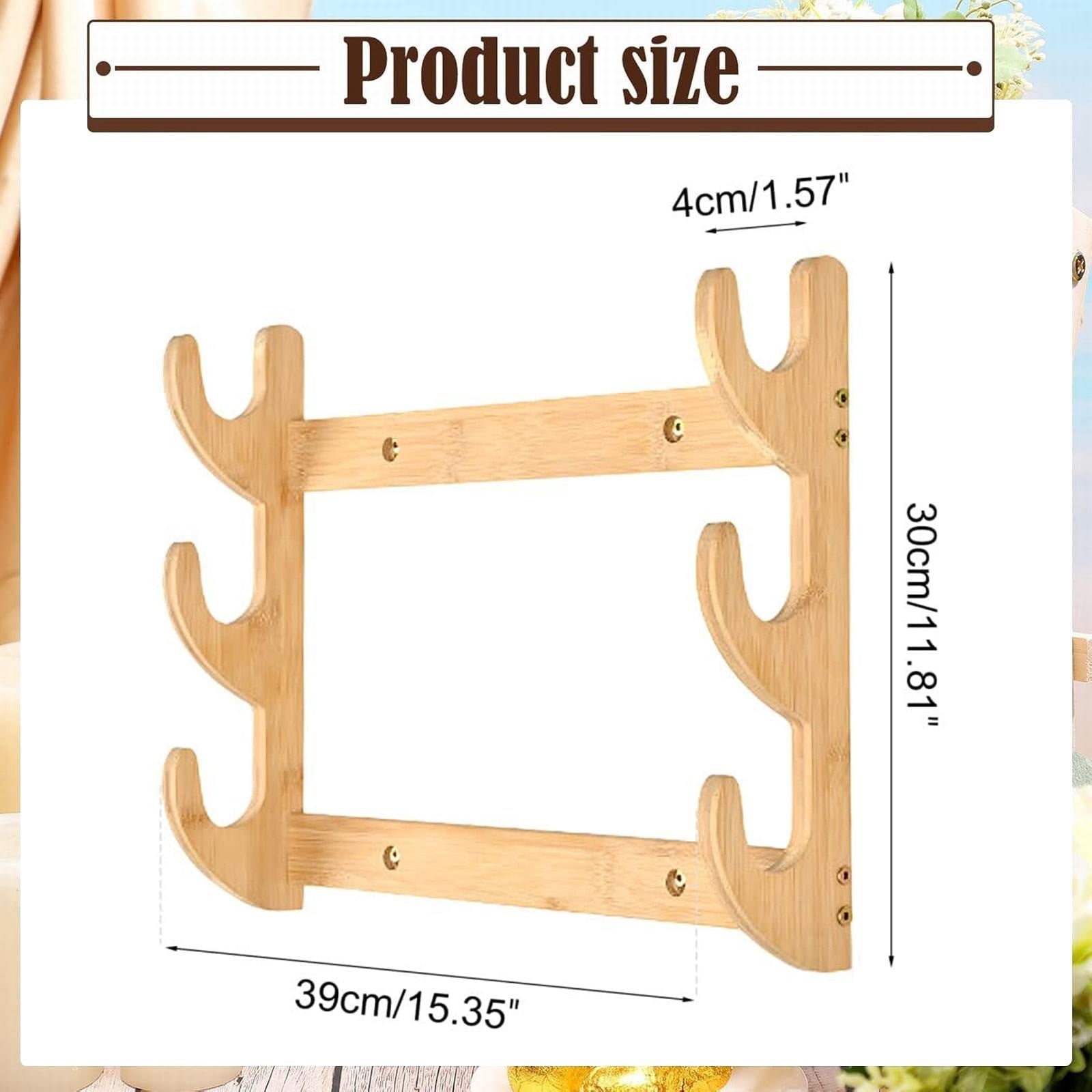 Bow Rack, Wall Mount Sword Holder, Wooden Wall Mount Bow Hanger Heavy Duty Archery Bows Wall Holder for Compound & Recurve Bows, Only Rack, 1 Pcs, 15.35x11.81x1.57 15.35" x 11.81" x 1.57" Beige - SportZone.co.nz