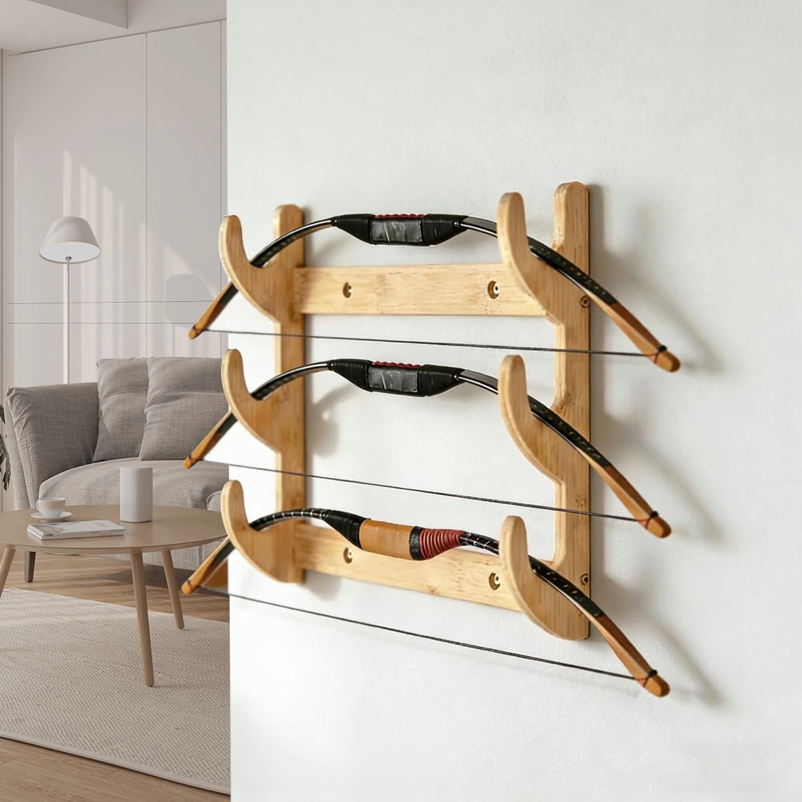 Bow Rack, Wall Mount Sword Holder, Wooden Wall Mount Bow Hanger Heavy Duty Archery Bows Wall Holder for Compound & Recurve Bows, Only Rack, 1 Pcs, 15.35x11.81x1.57 15.35" x 11.81" x 1.57" Beige - SportZone.co.nz