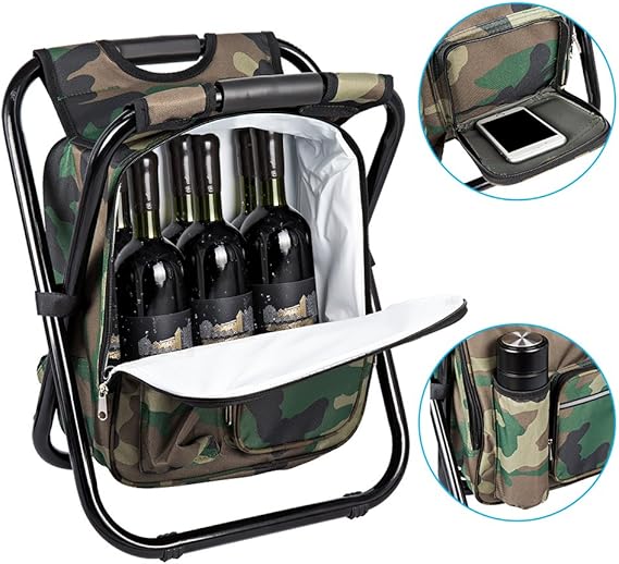 Camouflage Folding Camping Chair Portable Compact Adjustable Fishing Stool for Outdoor Use - SportZone.co.nz