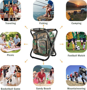 Camouflage Folding Camping Chair Portable Compact Adjustable Fishing Stool for Outdoor Use - SportZone.co.nz