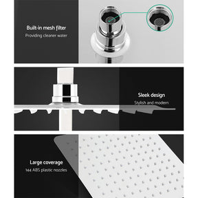 Cefito 10'' Rain Shower Head Set Handheld Square High Pressure Chrome - SportZone.co.nz