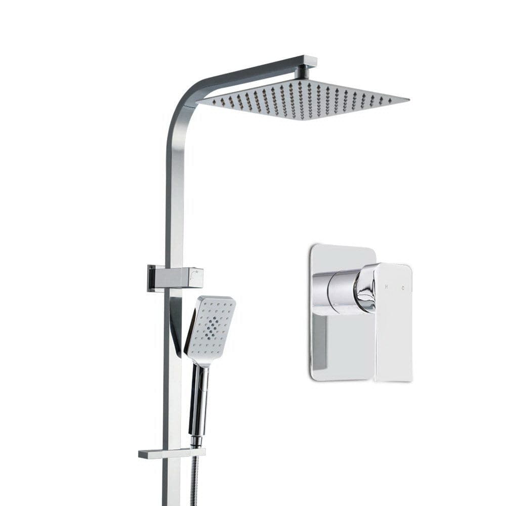 Cefito 10'' Rain Shower Head Set Handheld Square High Pressure Mixer Tap Chrome - SportZone.co.nz