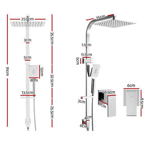 Cefito 10'' Rain Shower Head Set Handheld Square High Pressure Twins Tap Chrome - SportZone.co.nz