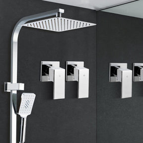 Cefito 10'' Rain Shower Head Set Handheld Square High Pressure Twins Tap Chrome - SportZone.co.nz