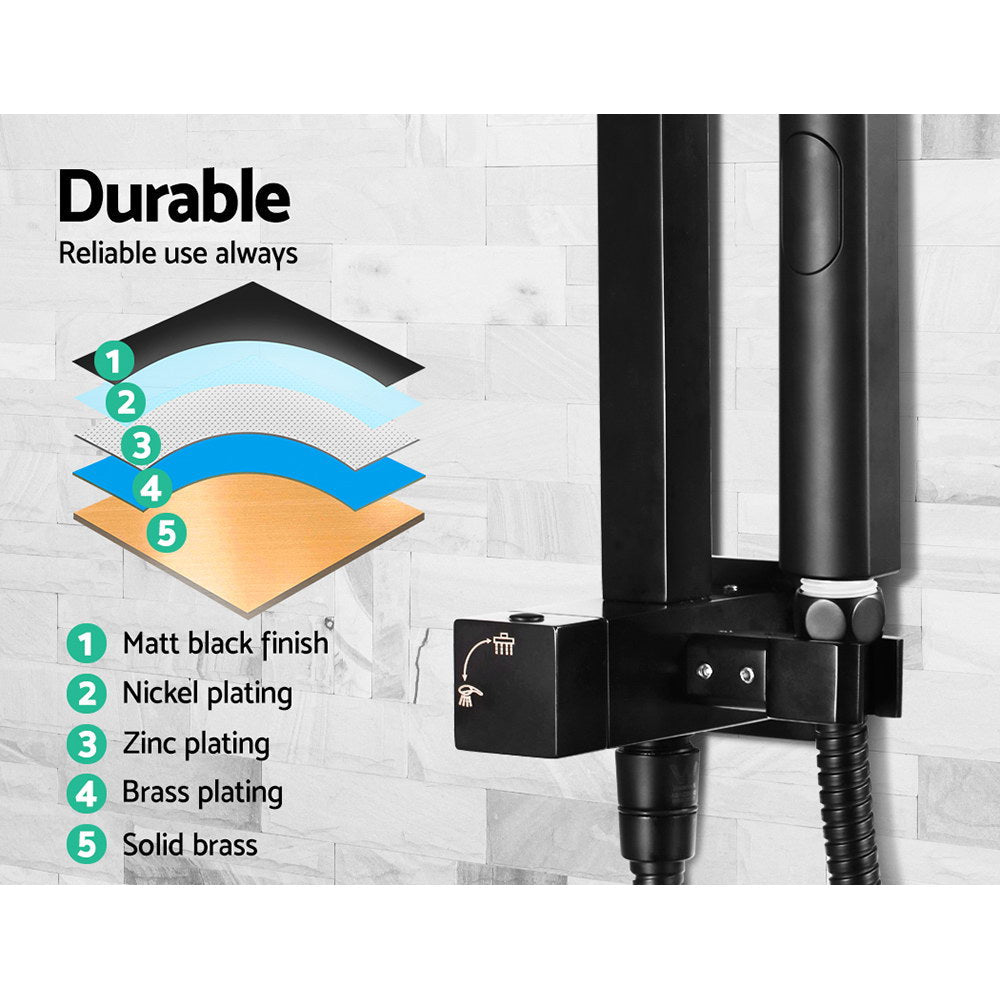 Cefito 8'' Rain Shower Head Set Handheld Square High Pressure Black - SportZone.co.nz