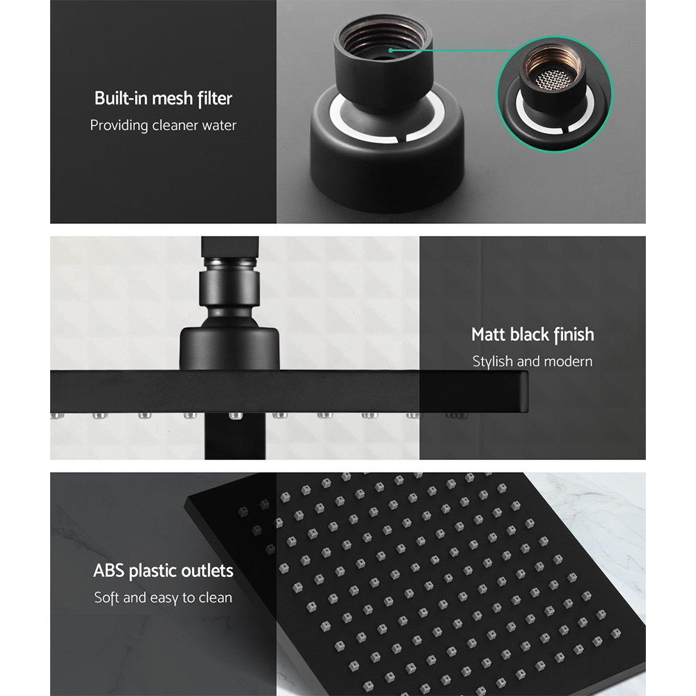 Cefito 8'' Rain Shower Head Set Handheld Square High Pressure Black - SportZone.co.nz