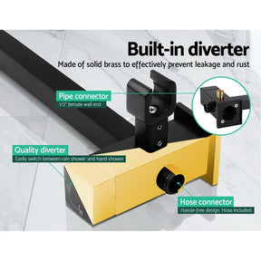 Cefito 8'' Rain Shower Head Set Handheld Square High Pressure Mixer Tap Black - SportZone.co.nz