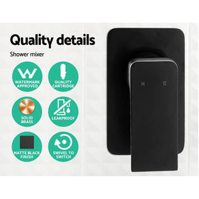 Cefito 8'' Rain Shower Head Set Handheld Square High Pressure Mixer Tap Black - SportZone.co.nz