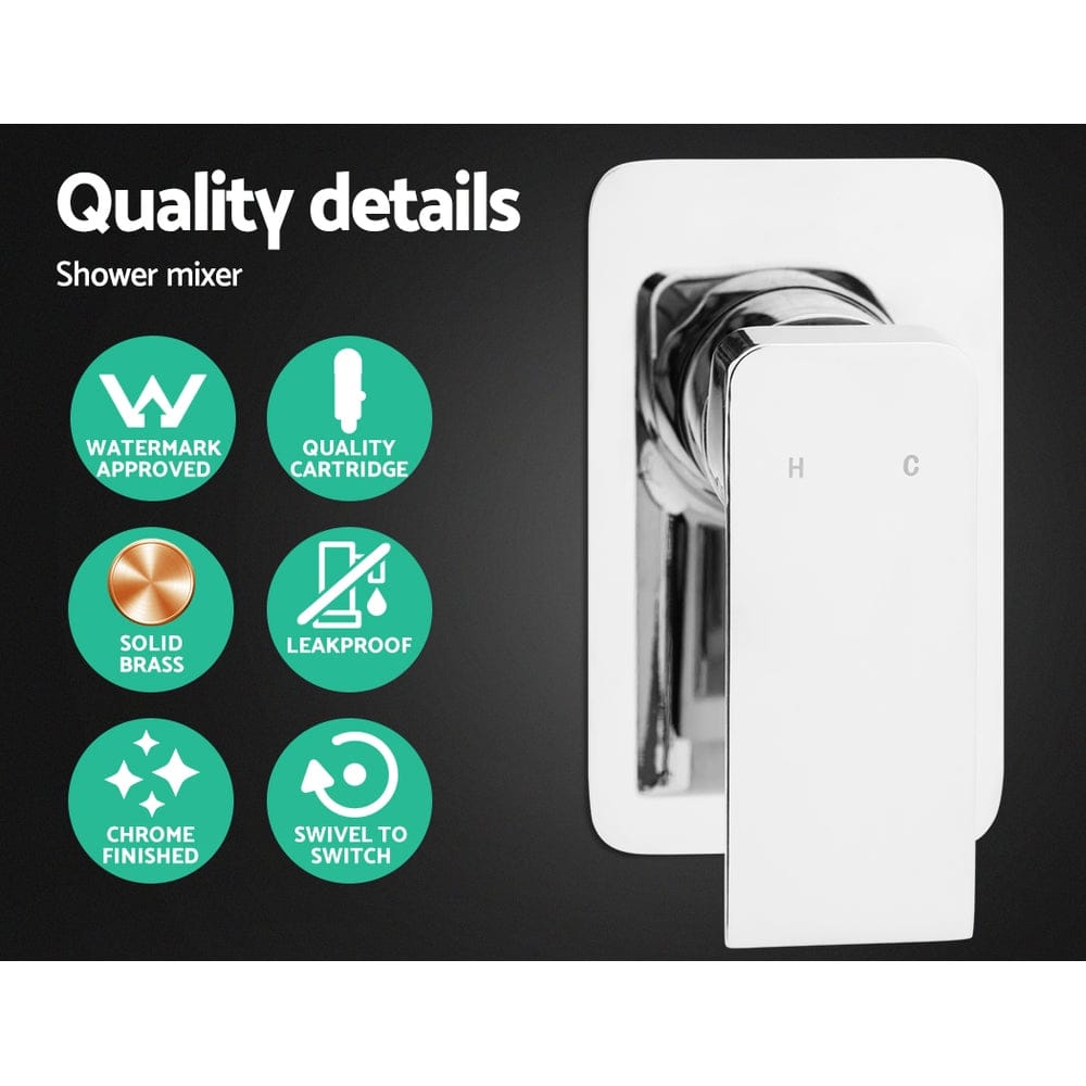 Cefito 8'' Rain Shower Head Set Handheld Square High Pressure Mixer Tap Chrome - SportZone.co.nz