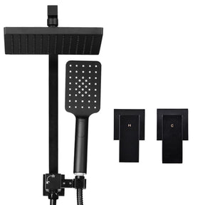 Cefito 8'' Rain Shower Head Set Handheld Square High Pressure Twins Tap Black - SportZone.co.nz
