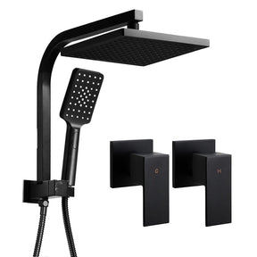 Cefito 8'' Rain Shower Head Set Handheld Square High Pressure Twins Tap Black - SportZone.co.nz
