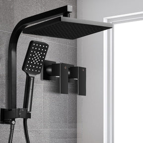 Cefito 8'' Rain Shower Head Set Handheld Square High Pressure Twins Tap Black - SportZone.co.nz