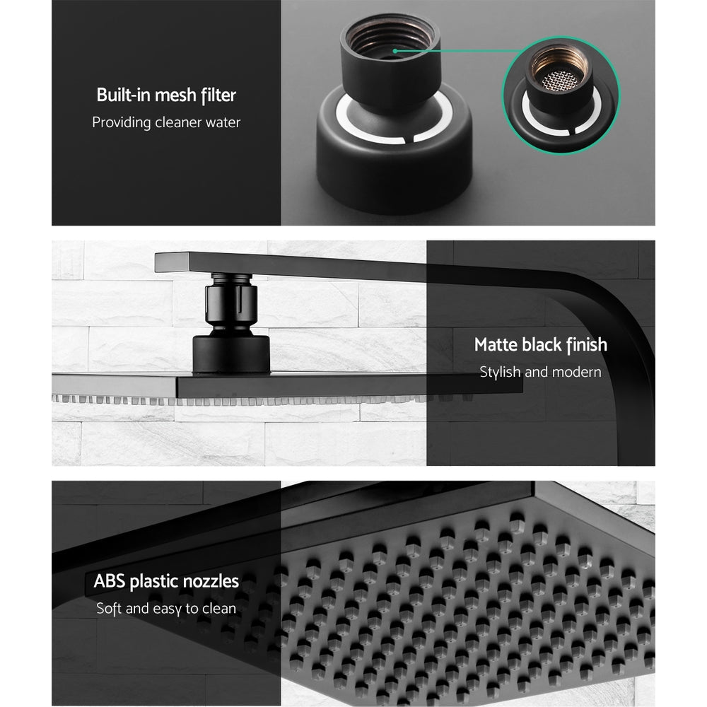 Cefito 8'' Rain Shower Head Wall Arm Square High Pressure Mixer Tap Black - SportZone.co.nz