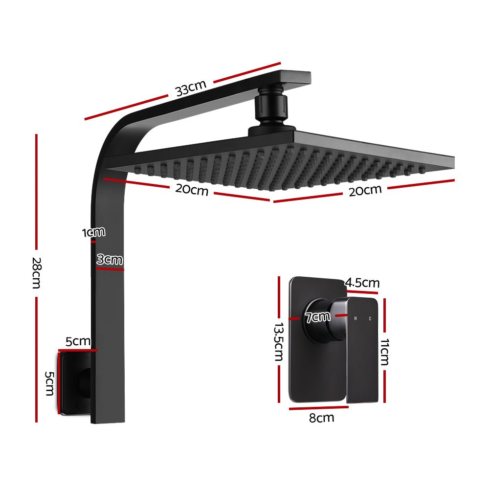 Cefito 8'' Rain Shower Head Wall Arm Square High Pressure Mixer Tap Black - SportZone.co.nz