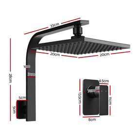 Cefito 8'' Rain Shower Head Wall Arm Square High Pressure Mixer Tap Black - SportZone.co.nz