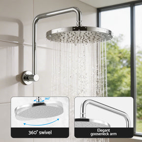 Cefito 9'' Rain Overhead Swivel Shower Head with Wall Bathroom Mixer Silver - SportZone.co.nz