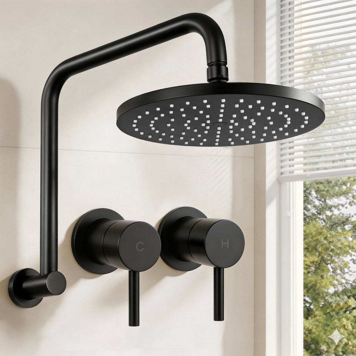 Cefito 9'' Rain Overhead Swivel Shower Head with Wall Twin Swivel Bathroom Tap - SportZone.co.nz