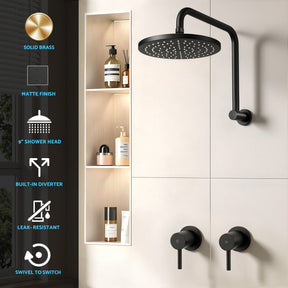 Cefito 9'' Rain Overhead Swivel Shower Head with Wall Twin Swivel Bathroom Tap - SportZone.co.nz