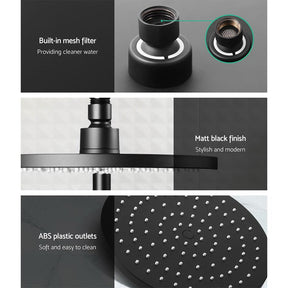 Cefito 9'' Rain Shower Head Set Handheld Round High Pressure Black - SportZone.co.nz