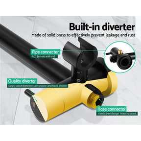 Cefito 9'' Rain Shower Head Set Handheld Round High Pressure Black - SportZone.co.nz