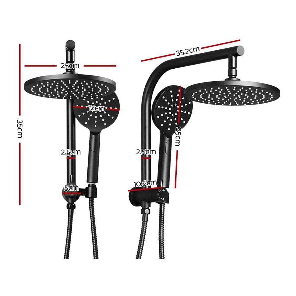 Cefito 9'' Rain Shower Head Set Handheld Round High Pressure Black - SportZone.co.nz