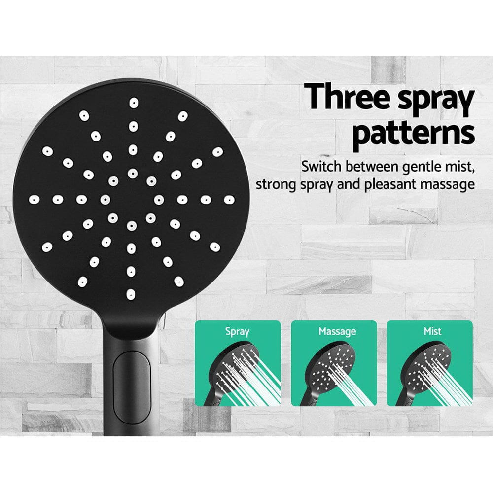 Cefito 9'' Rain Shower Head Set Handheld Round High Pressure Black - SportZone.co.nz