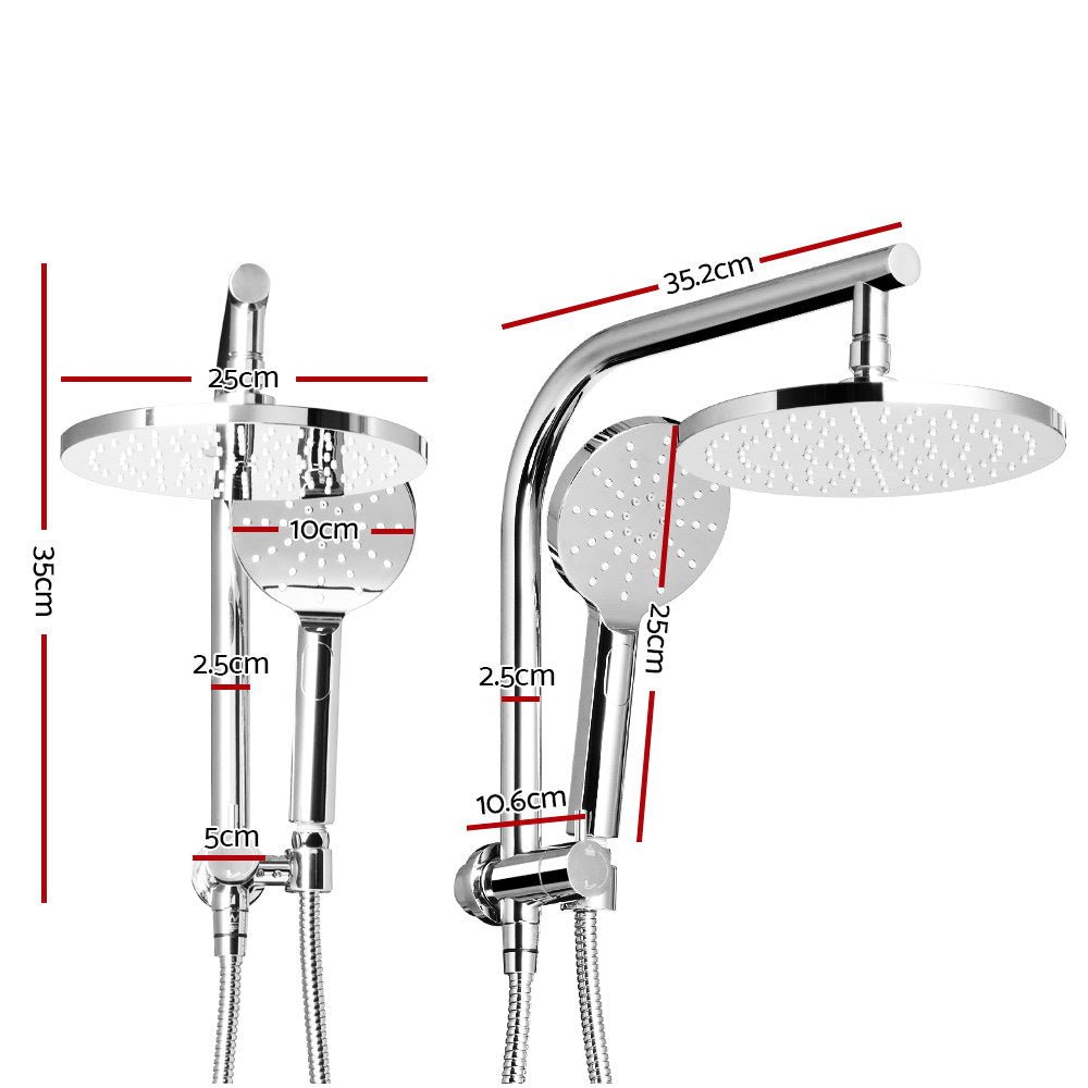 Cefito 9'' Rain Shower Head Set Handheld Round High Pressure Chrome - SportZone.co.nz