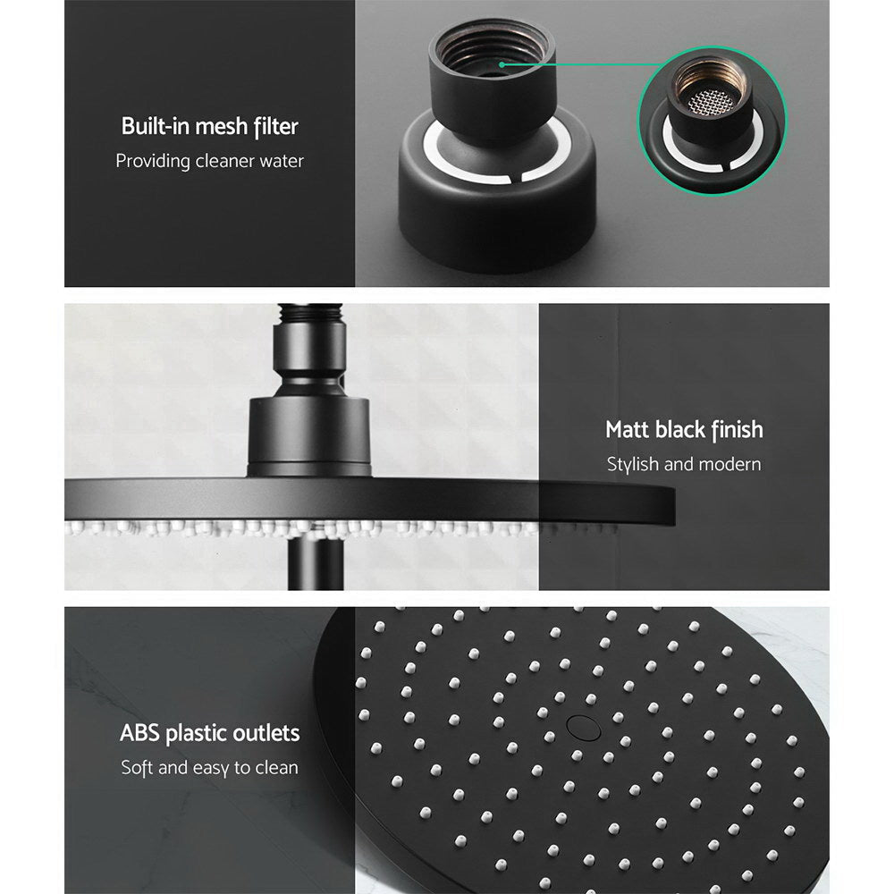 Cefito 9'' Rain Shower Head Set Handheld Round High Pressure Mixer Tap Black - SportZone.co.nz