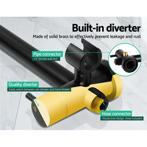 Cefito 9'' Rain Shower Head Set Handheld Round High Pressure Mixer Tap Black - SportZone.co.nz