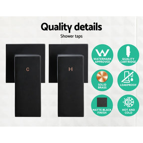 Cefito 9'' Rain Shower Head Set Handheld Round High Pressure Twins Tap Black - SportZone.co.nz