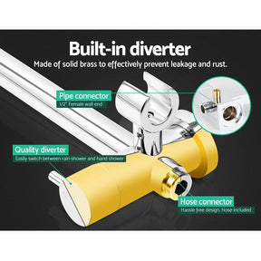 Cefito 9'' Rain Shower Head Set Handheld Round High Pressure Twins Tap Chome - SportZone.co.nz