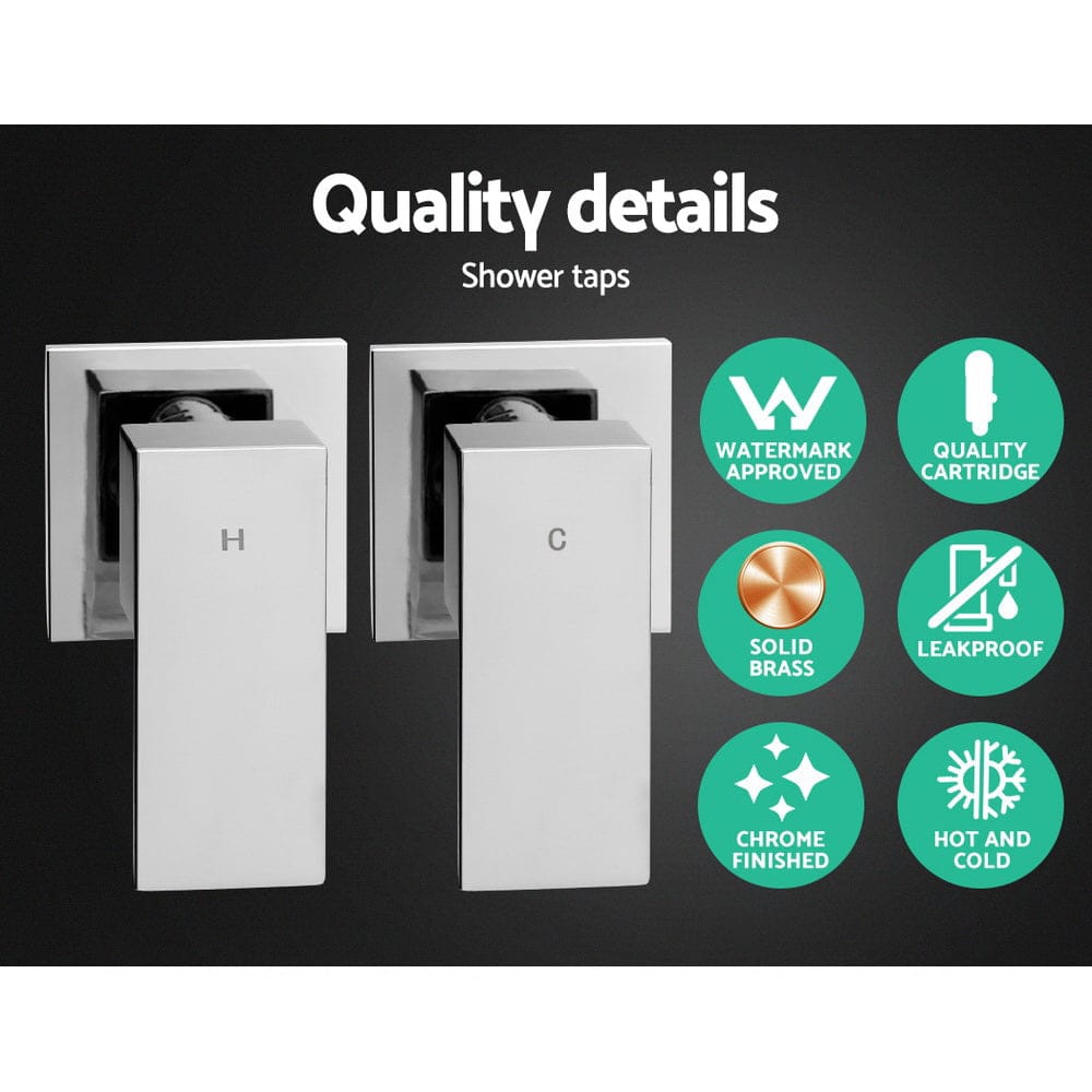 Cefito 9'' Rain Shower Head Set Handheld Round High Pressure Twins Tap Chome - SportZone.co.nz