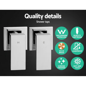 Cefito 9'' Rain Shower Head Set Handheld Round High Pressure Twins Tap Chome - SportZone.co.nz