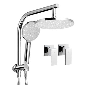 Cefito 9'' Rain Shower Head Set Handheld Round High Pressure Twins Tap Chome - SportZone.co.nz