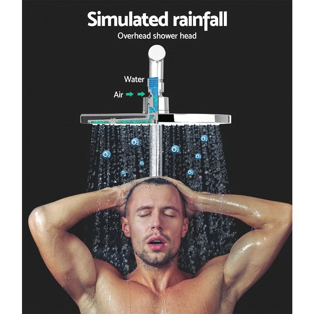 Cefito 9'' Rain Shower Head Set Handheld Round High Pressure Twins Tap Chome - SportZone.co.nz