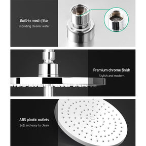 Cefito 9'' Rain Shower Head Set Handheld Round High Pressure Twins Tap Chome - SportZone.co.nz