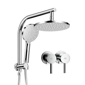 Cefito 9'' Rain Shower Head Set Handheld Round High Pressure Twins Tap Chrome - SportZone.co.nz