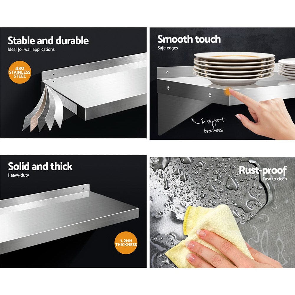 Cefito 900mm Stainless Steel Kitchen Wall Shelf Mounted Rack - SportZone.co.nz