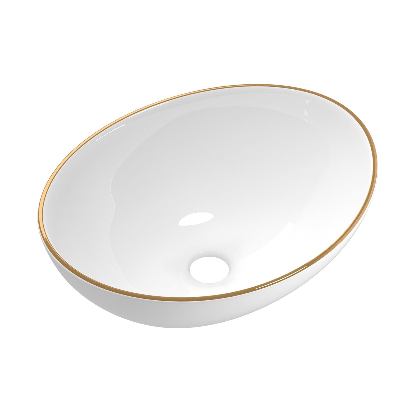 Cefito Bathroom Basin Ceramic Vanity Sink Hand Wash Bowl Gold Line 41x34cm - SportZone.co.nz