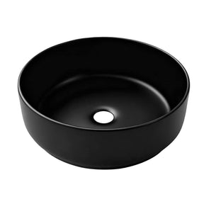 Cefito Bathroom Basin Ceramic Vanity Sink Vessel Bowl Wash Matte Black Round Countertop - SportZone.co.nz