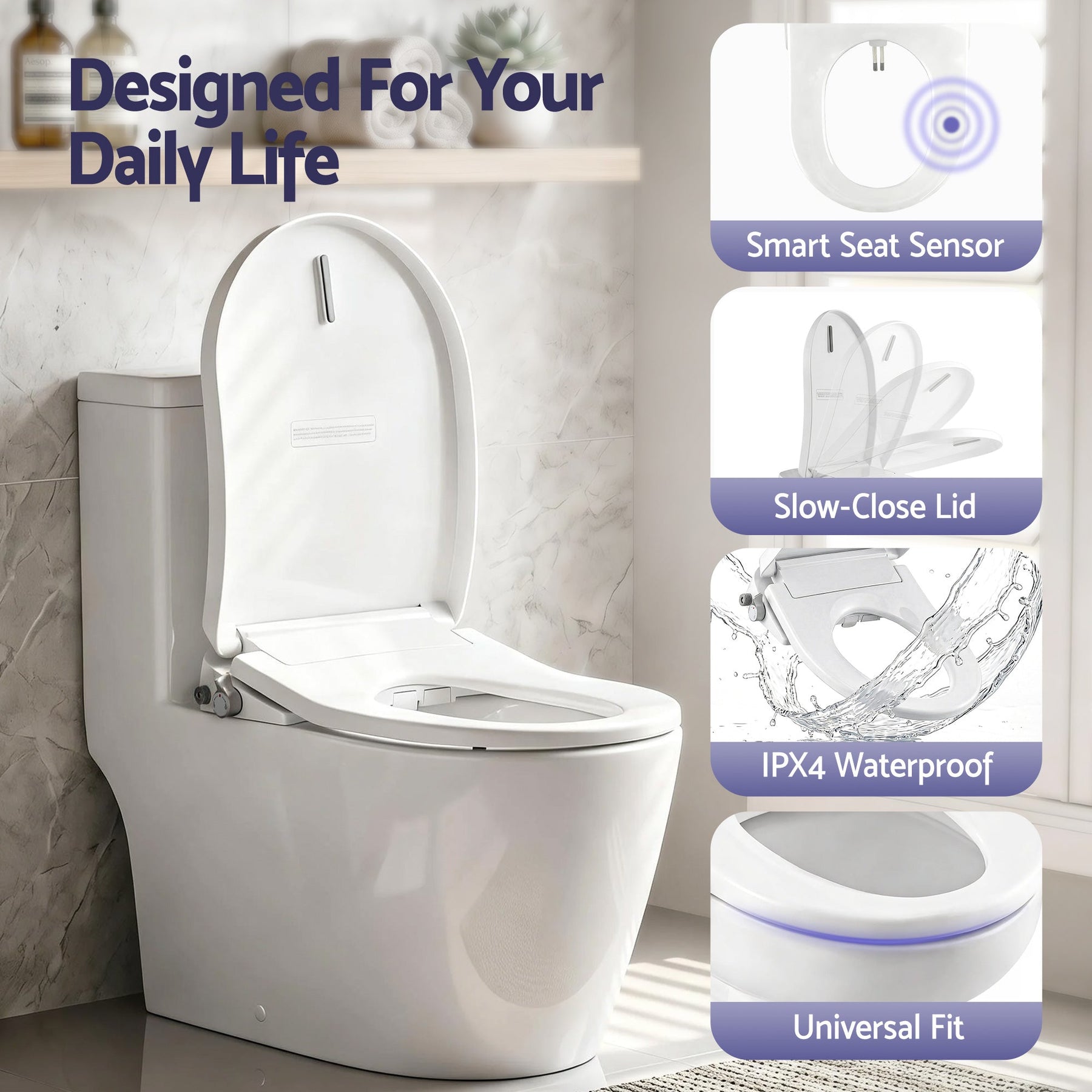 Cefito Electric Bidet Toilet Seat Washing Without Power Heated D - Shape Air Dryer - SportZone.co.nz
