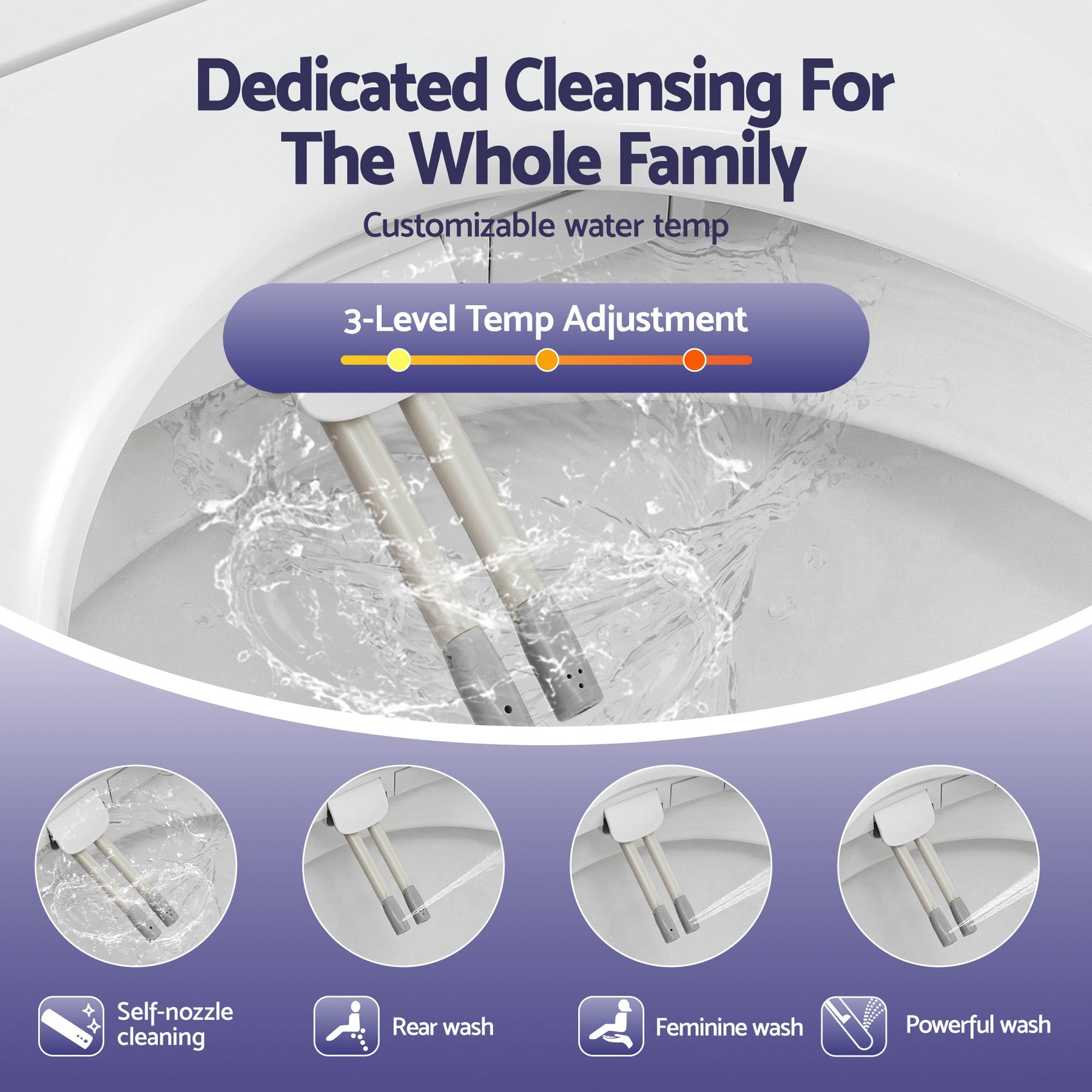Cefito Electric Bidet Toilet Seat Washing Without Power Heated D - Shape Air Dryer - SportZone.co.nz