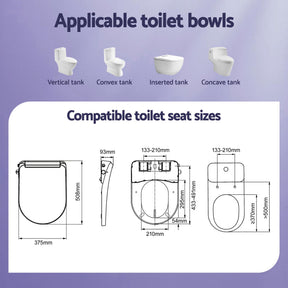Cefito Electric Bidet Toilet Seat Washing Without Power Heated D - Shape Air Dryer - SportZone.co.nz
