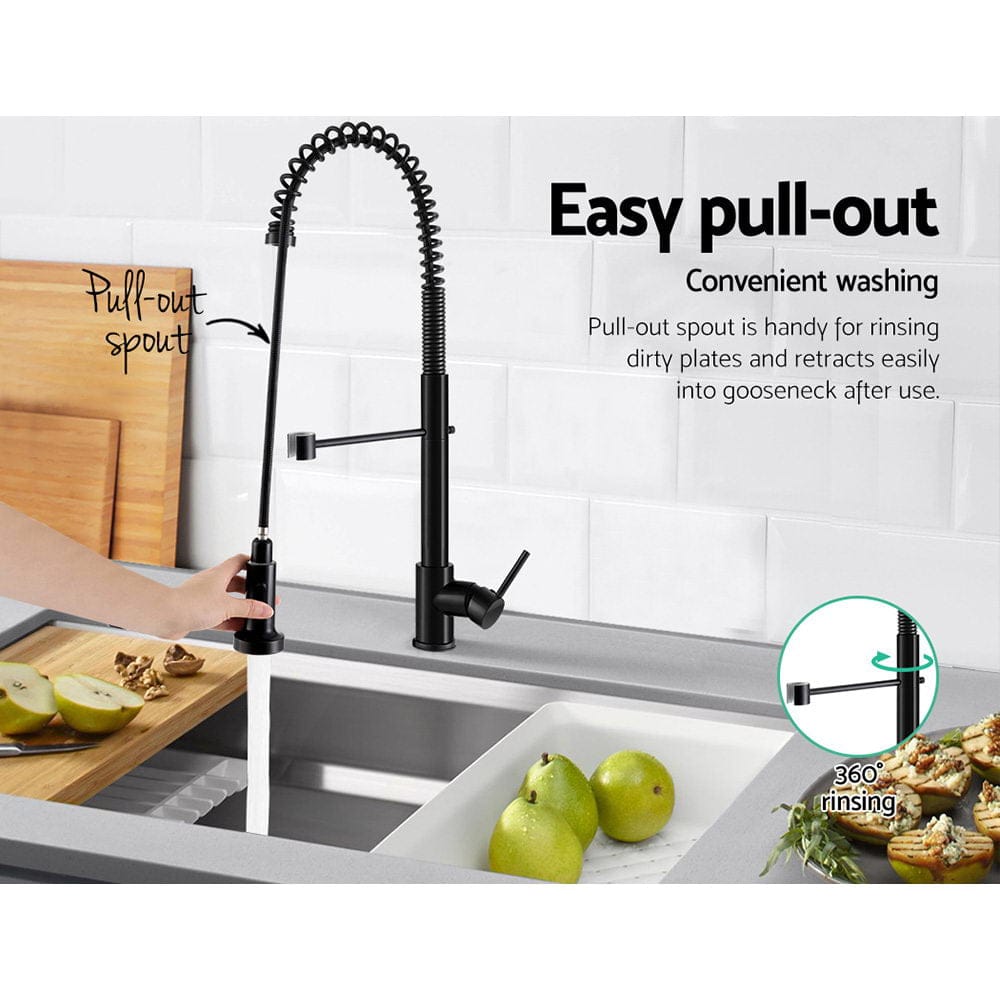 Cefito Kitchen Mixer Tap Pull Down 2 Modes Sink Faucet Basin Laundry Black - SportZone.co.nz