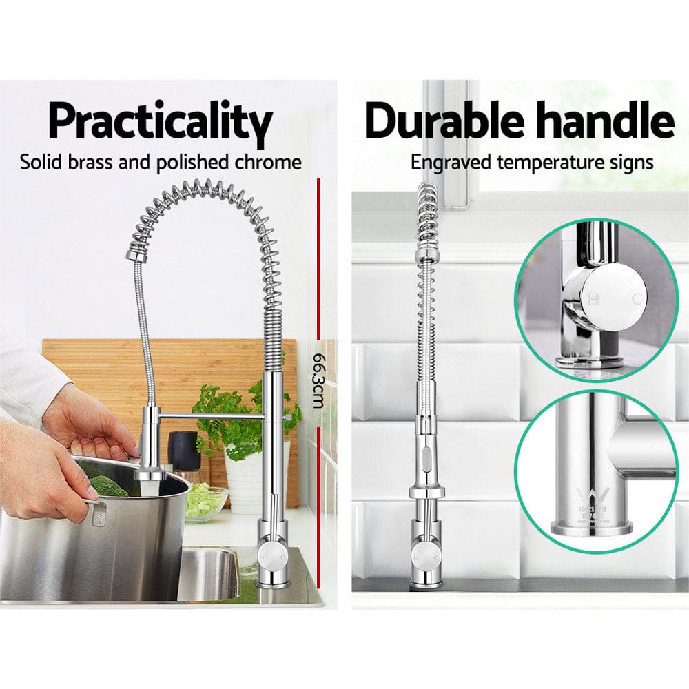 Cefito Kitchen Mixer Tap Pull Down 2 Modes Sink Faucet Basin Laundry Chrome - SportZone.co.nz