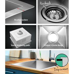 Cefito Kitchen Sink 36X36CM Stainless Steel Nano Basin Single Bowl Silver - SportZone.co.nz