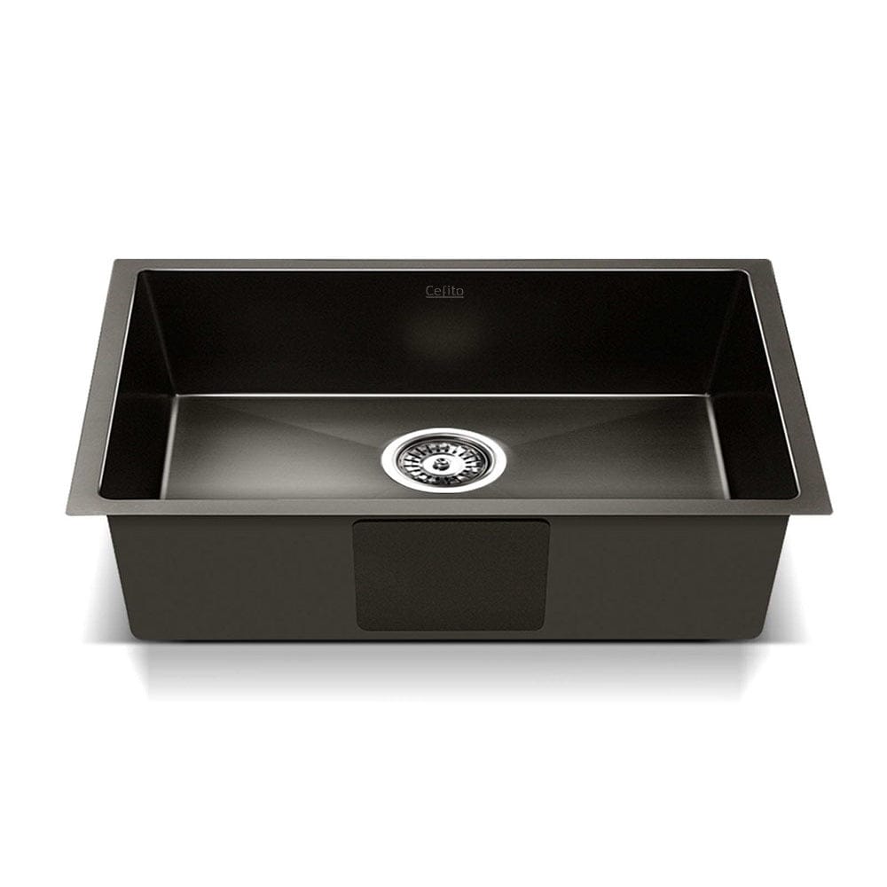 Cefito Kitchen Sink 45X30CM Stainless Steel Basin Single Bowl Black - SportZone.co.nz