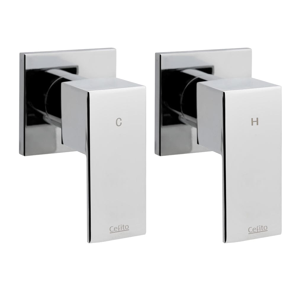Cefito Shower Twins Tap Wall Bath Taps Brass Hot Cold Basin Bathroom Chrome - SportZone.co.nz